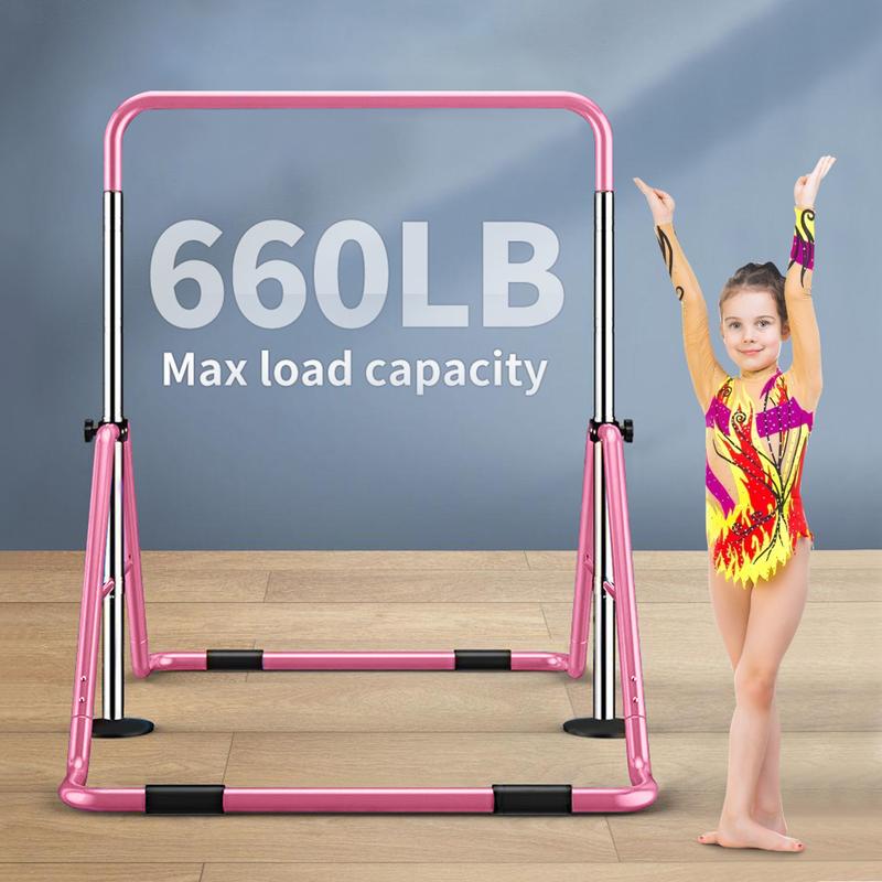 Gymnastics Bars for Kids with Adjustable Height, Folding Gymnastic Training Kip Bar, Junior Expandable Horizontal Monkey Bar for Home