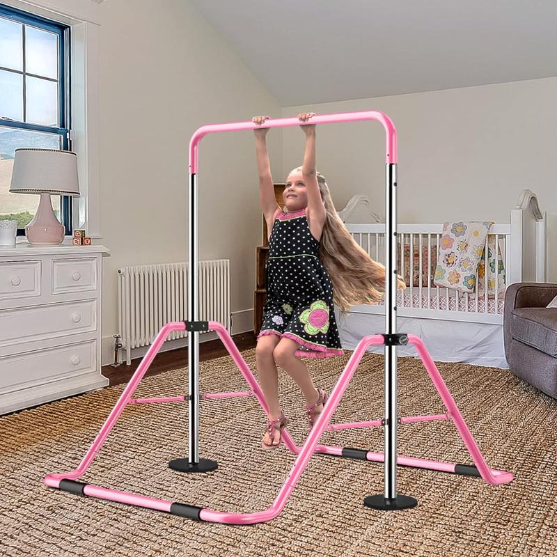 Gymnastics Bars for Kids with Adjustable Height, Folding Gymnastic Training Kip Bar, Junior Expandable Horizontal Monkey Bar for Home