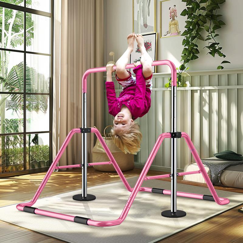 Gymnastics Bars for Kids with Adjustable Height, Folding Gymnastic Training Kip Bar, Junior Expandable Horizontal Monkey Bar for Home