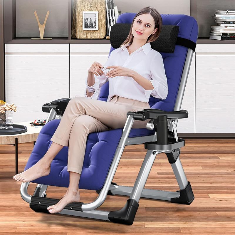 XL Zero Gravity Chair, Oversized XL Folding Reclining Lounge Chair with Removable Cushion & Tray for Indoor and Outdoor, Patio Recliner Folding Reclining Chair